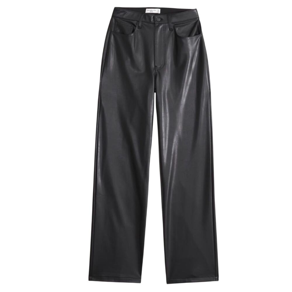 A & F 90’s BLK Straight Ultra HighWaist Faux Leather Straight Leg Pants - Size 8